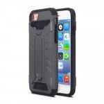 Wholesale iPhone 7 Plus Card Slot Hybrid Case with Stand (Black)